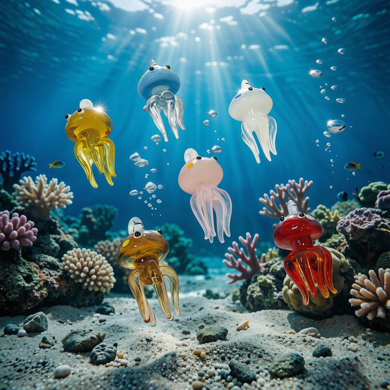 Marine Life Aquariums - Colorful Mini Jellyfish Glass Pendant Cute