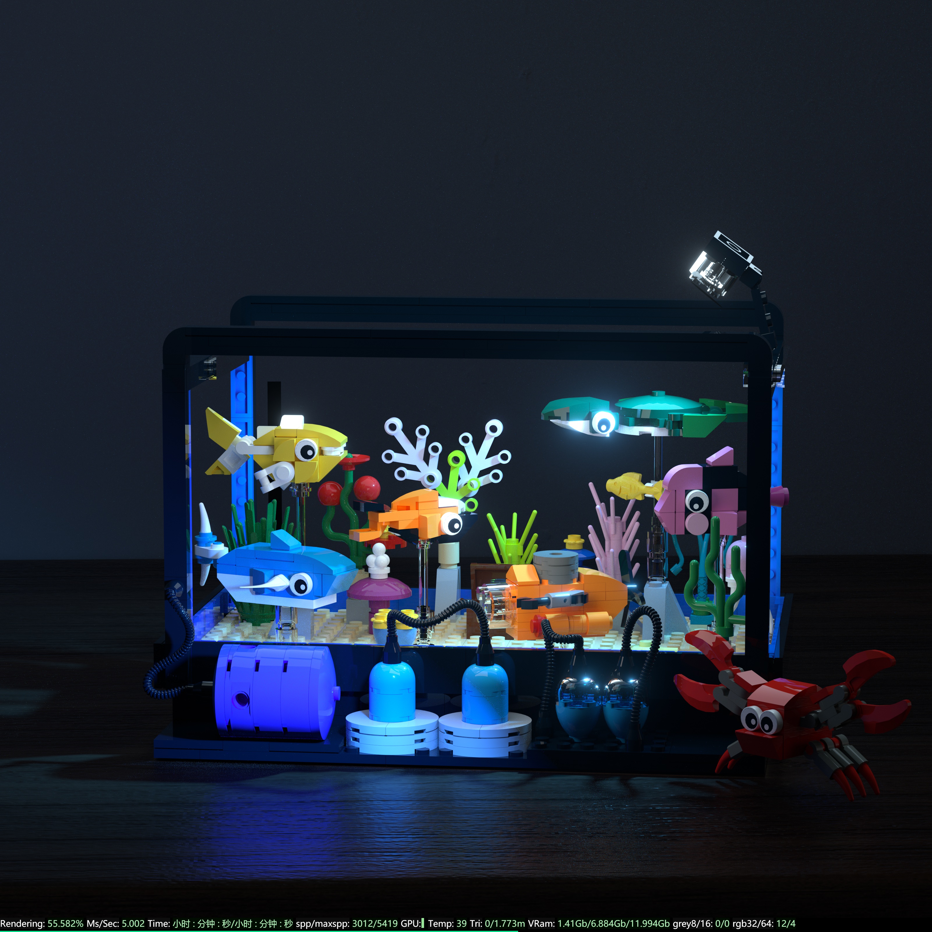 Marine Life Aquariums - Fish Tank Building Block Set, Lighting