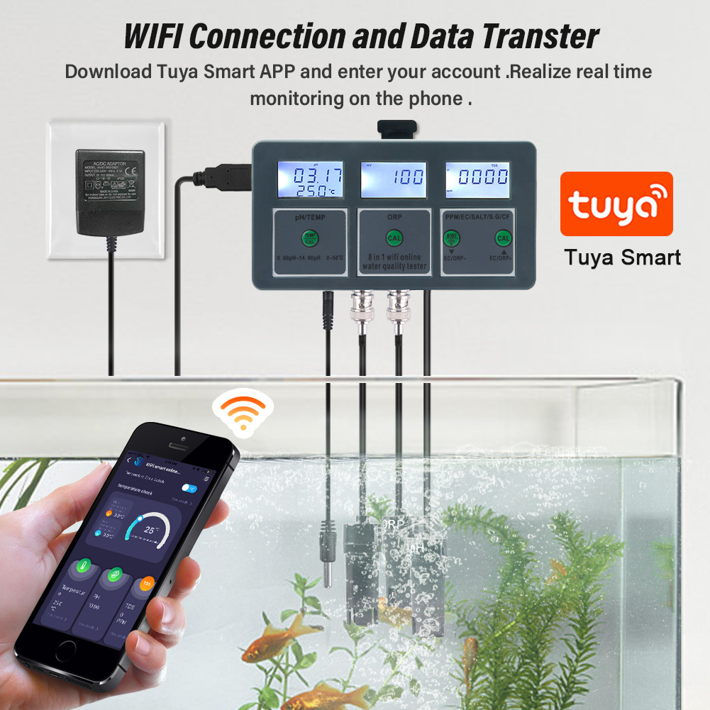 WiFi Tuya Smart PH Meter Data  - Marine Aquarium Water Analyzer reseña y precio