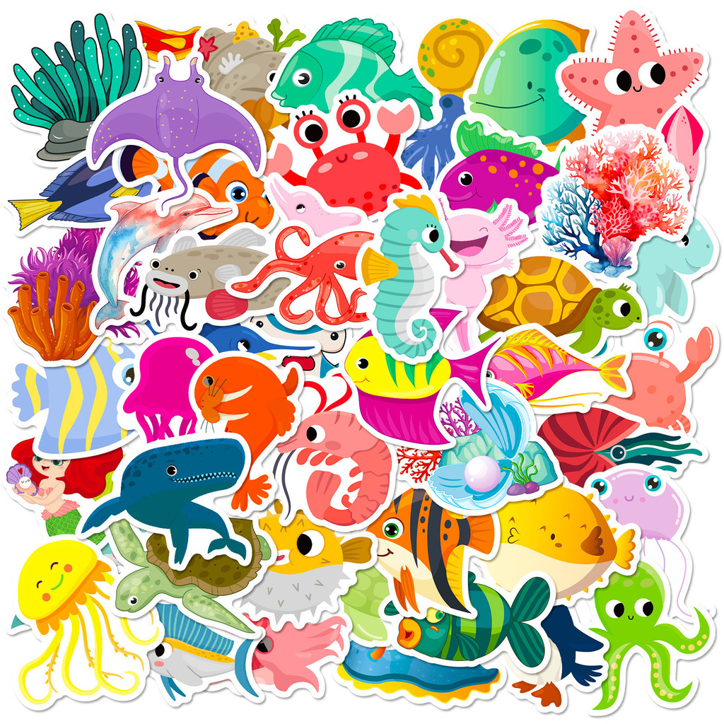 50Pcs Marine Life Stickers - C - Marine Life Aquariums reseña y precio