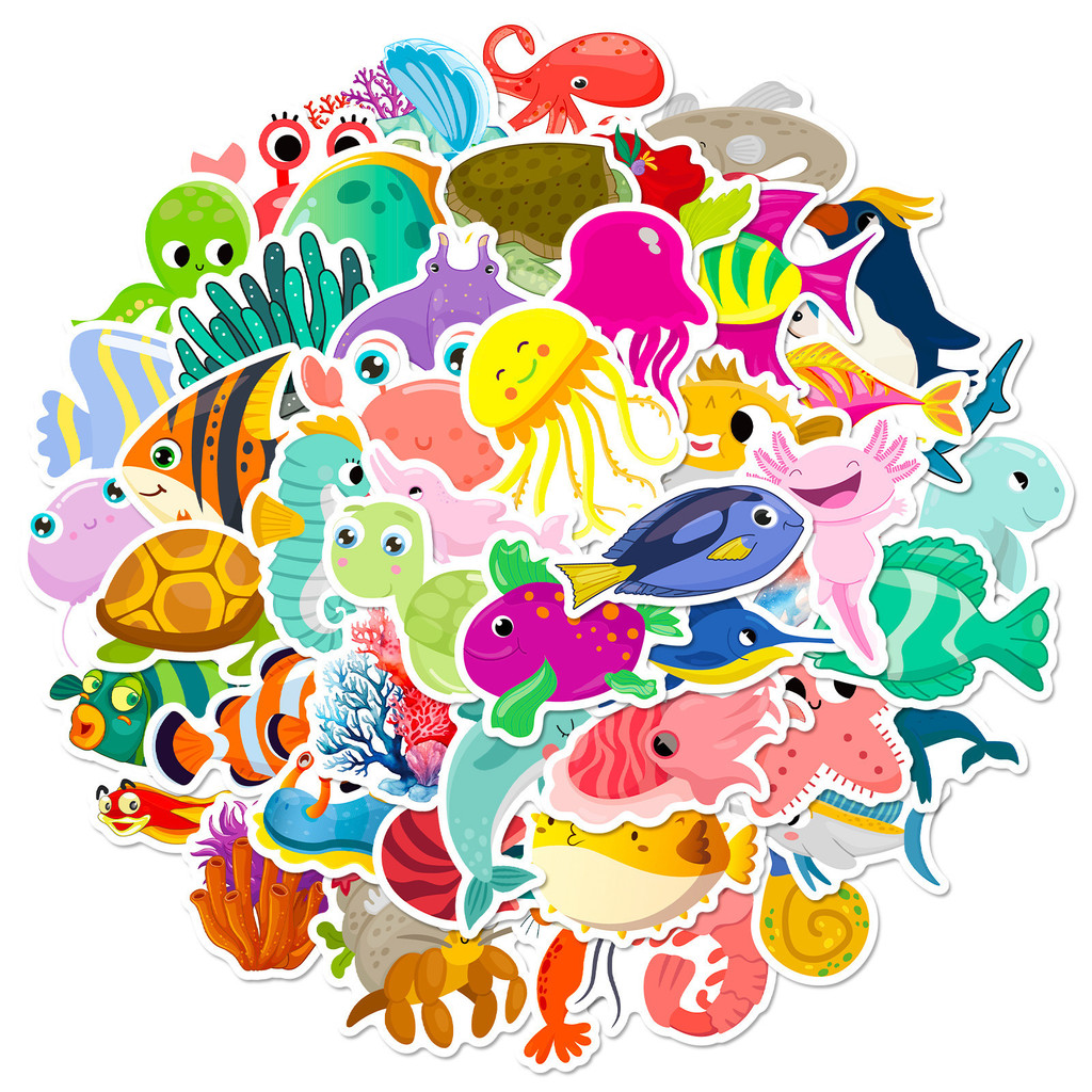 50Pcs Marine Life Stickers - C - Marine Life Aquariums reseña y precio