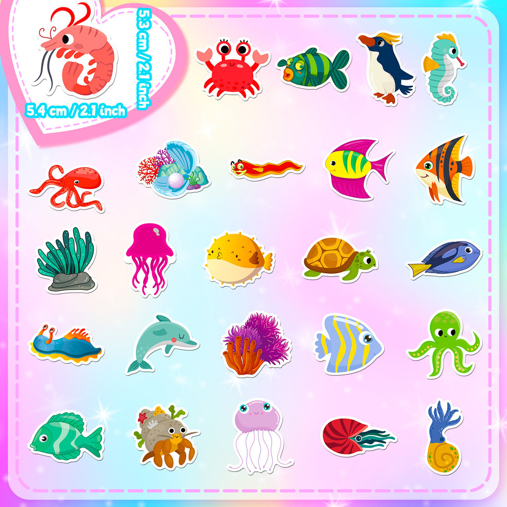 50Pcs Marine Life Stickers - C - Marine Life Aquariums reseña y precio