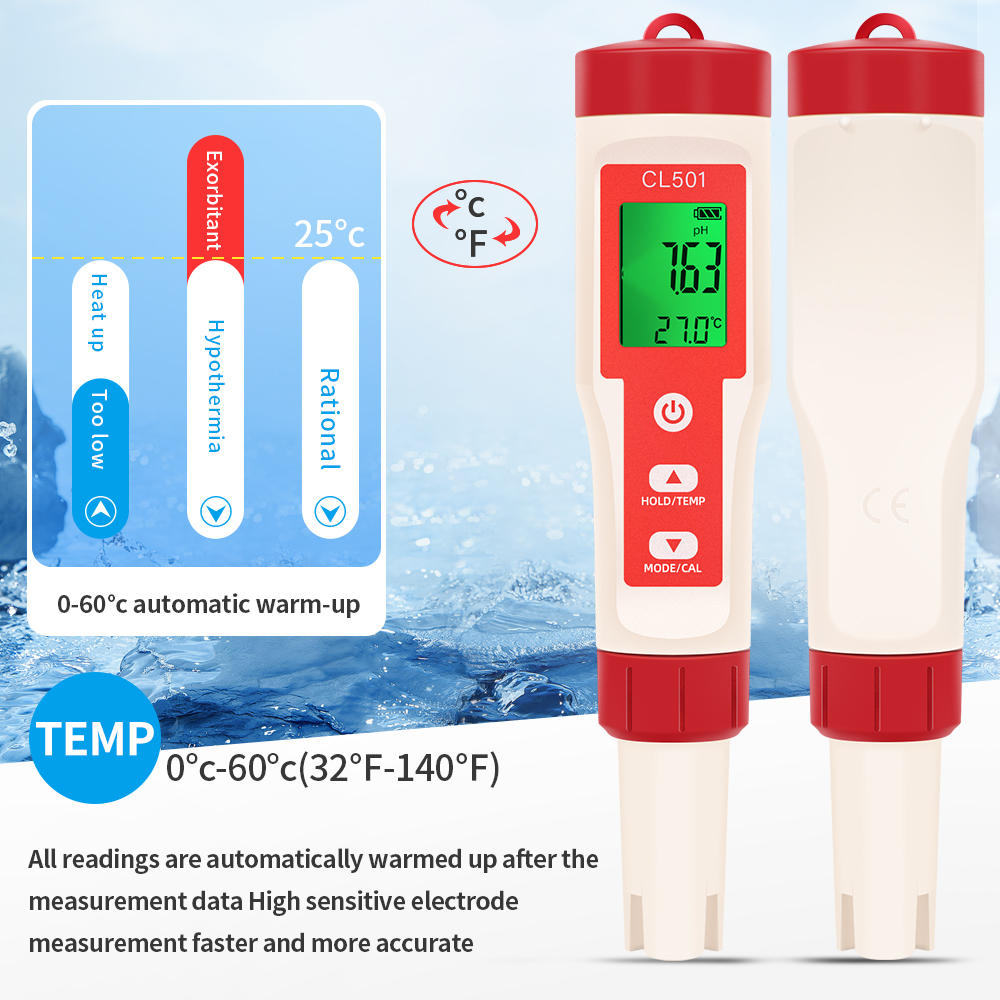 PH/CL2/H2/ORP/Temperature Mete - Marine Aquarium Water Analyzer reseña y precio