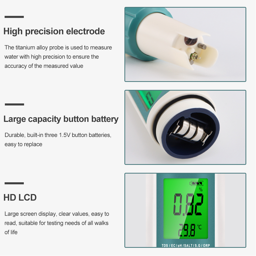 7 in 1 PH TDS EC ORP Salinity  - Marine Aquarium Water Analyzer reseña y precio